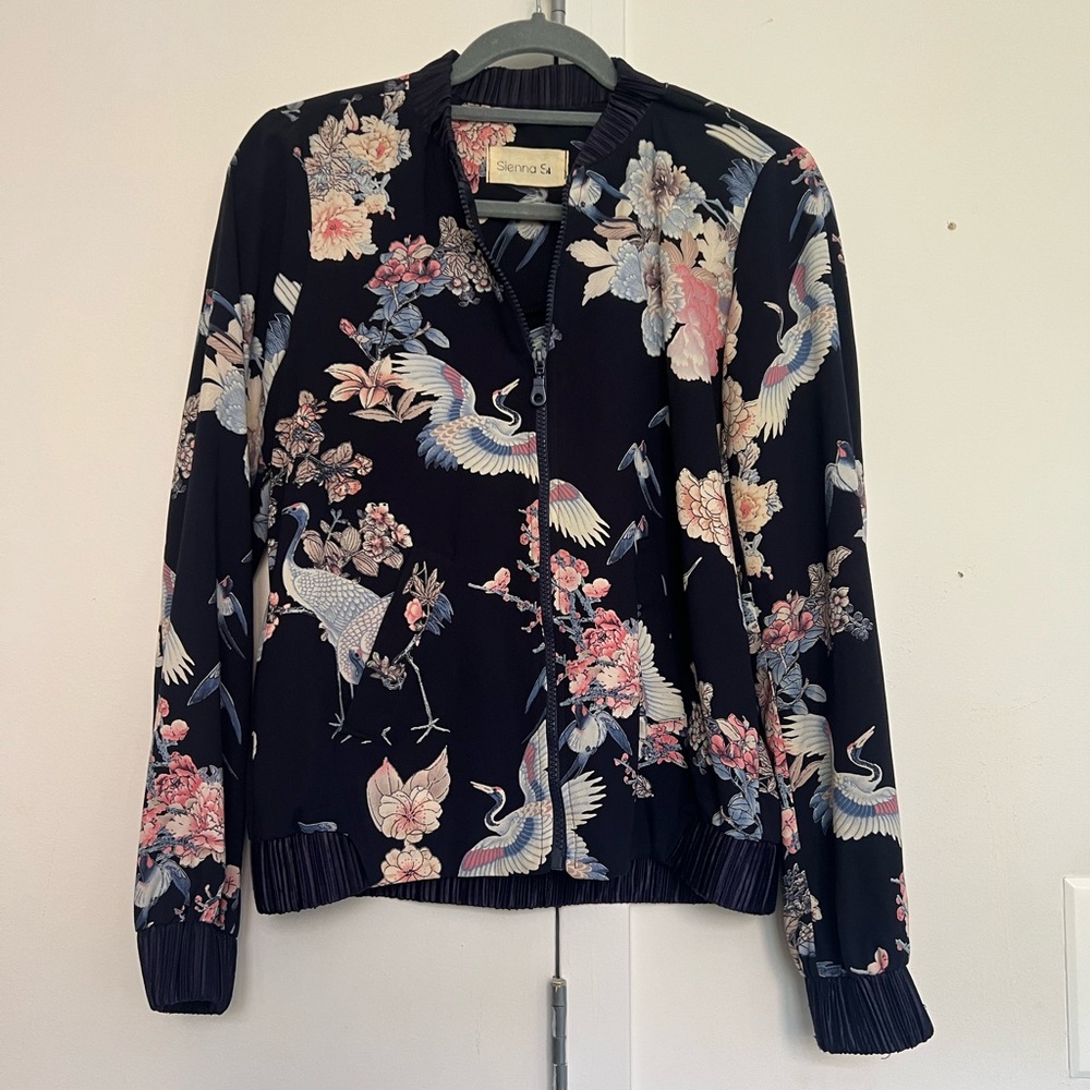 Floral Bomber Jacket - Black and Pink